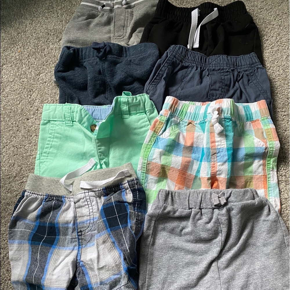 8 pairs baby boy 12mo shorts